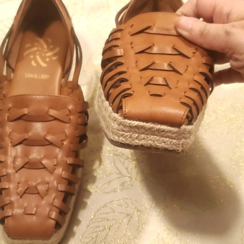 Sam & Libby Women's Asha Espadrille Saddle Slip On Shoes Brown Size 9